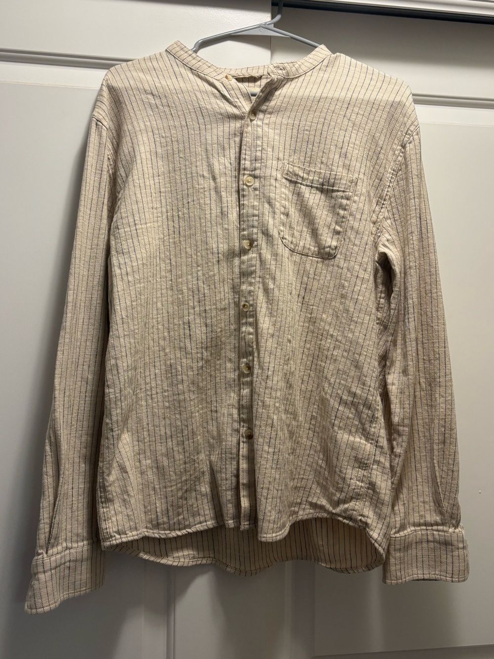 Marine Layer collarless button down, size M